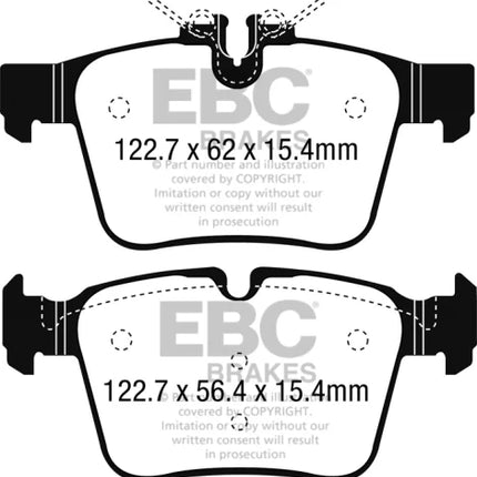 EBC Yellowstuff Rear Brake Pad Set for MERCEDES C Class W205 C220cdi and petrol & 2 more (DP42215R)