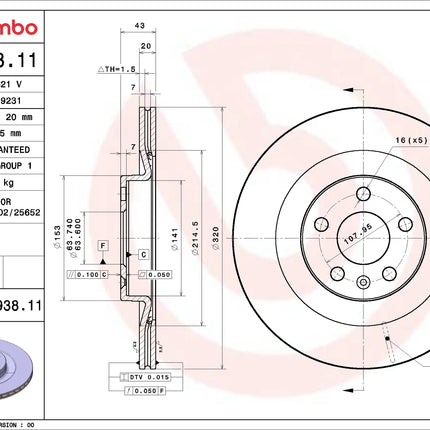 Brembo 09C93811 Rear Brake Disc - official Brembo product image