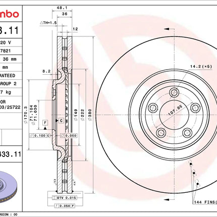 Brembo 09D43311 Front Brake Disc - official Brembo product image