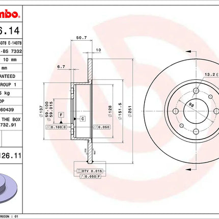 Brembo 08312611 Rear Brake Disc - official Brembo product image