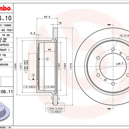 Brembo 08710611 Rear Brake Disc - official Brembo product image