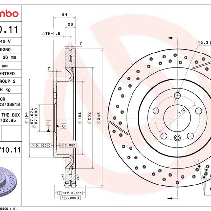 Brembo 09B71011 Rear Brake Disc - official Brembo product image