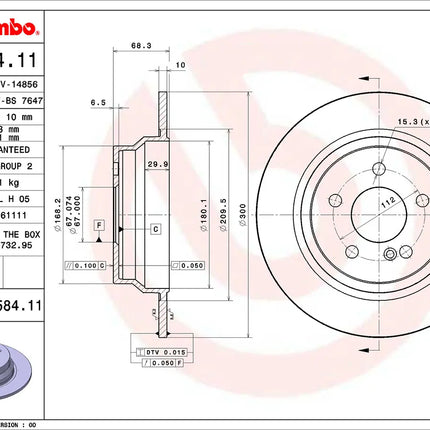 Brembo 08958411 Rear Brake Disc - official Brembo product image