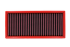 Rectangular air filter with red frame on a white background