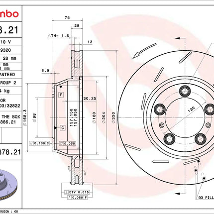 Brembo 09C87821/09C87831 Rear Brake Disc - official Brembo product image