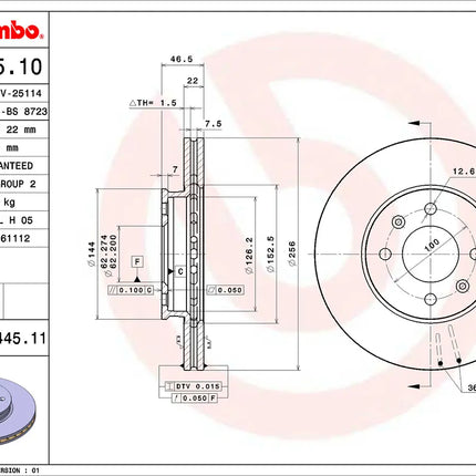 Brembo 09A44511 Front Brake Disc - official Brembo product image
