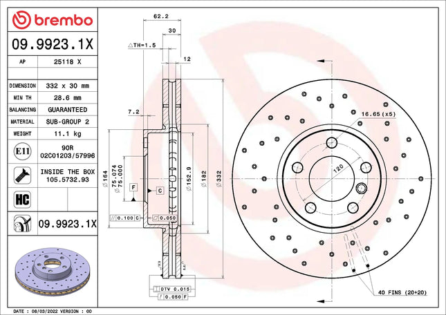 Brembo 0999231X Front Brake Disc - official Brembo product image
