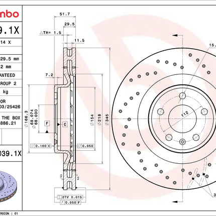 Brembo 09B0391X Front Brake Disc - official Brembo product image