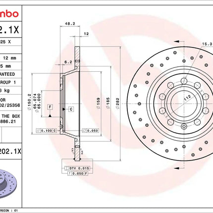 Brembo 08A2021X Rear Brake Disc - official Brembo product image