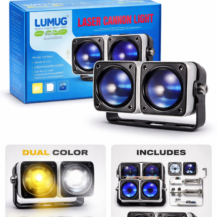 HJG Mini Laser Cannon Fog Light 80W (White/Yellow) 300M Projection – Universal (2 Pcs).