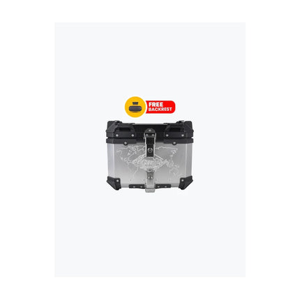 fort knox series tc 45l aluminium top case with backrest pad silver