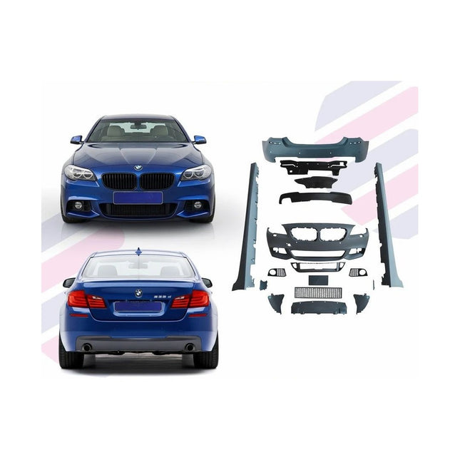 BMW 5 Series F10 M-Sport body kit components with converted car views