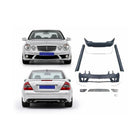 Mercedes E-Class W211 E63 AMG body kit components with converted car views