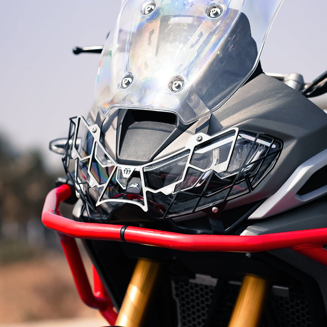 Mototorque Spider Head Light Grill for TVS Apache RTX 300 front headlamp protection accessory