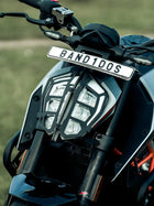 Legundary KTM Duke 250 Venator Headlight Grill mild steel front headlight protection installed