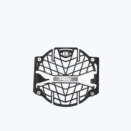 LCB Headlight Grill for Hero XPulse – black mild steel headlight protection guard with mesh design.