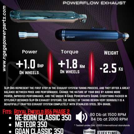 NGage NEXUS catalogue page with power, torque, weight and sound figures