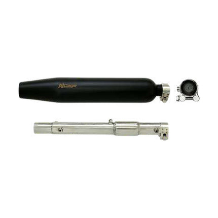 NGage RHINOX slip-on exhaust in black textured with link pipe and clamp, for Royal Enfield Meteor 350 and Classic 350 Reborn