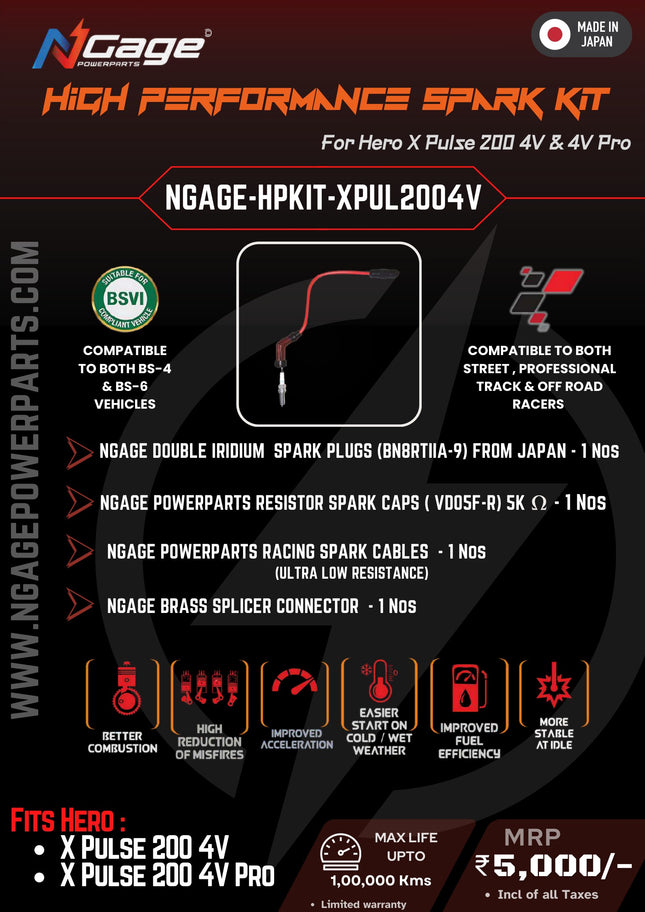 NGage HPKIT-XPUL2004V catalogue page listing kit contents and Xpulse 200 4V / 4V Pro fitment