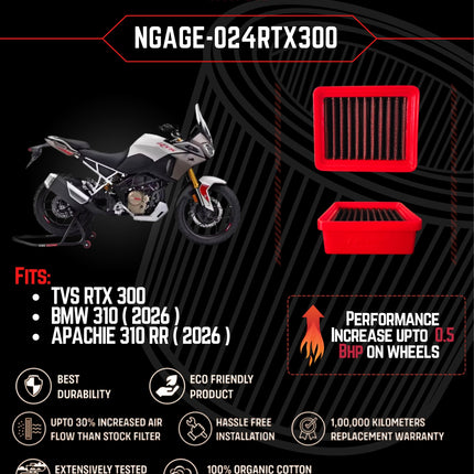 NGage Hyper Flow Air Filter RTX 300 features: 30% more airflow, 1,00,000 km warranty, organic cotton, washable, MRP Rs 3,500
