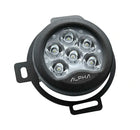 Maddog Alpha performance auxiliary lights for Mahindra Thar with OEM connectors, 9600 lumens brightness, and black aluminum housing.