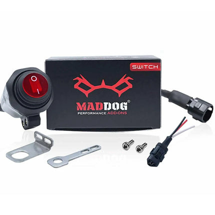 Maddog Switch – Backlit Motorcycle Auxiliary Light Switch with Mirror Mount