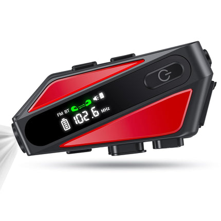 EDYELL C6 Motorcycle Bluetooth Intercom Headset with LED Display and 600M Range – IPX6 Waterproof Helmet Communication System-red