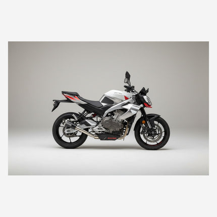 Aprilia Tuono 457 in white, full left side profile