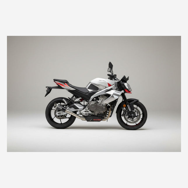 Aprilia Tuono 457 in white, full left side profile