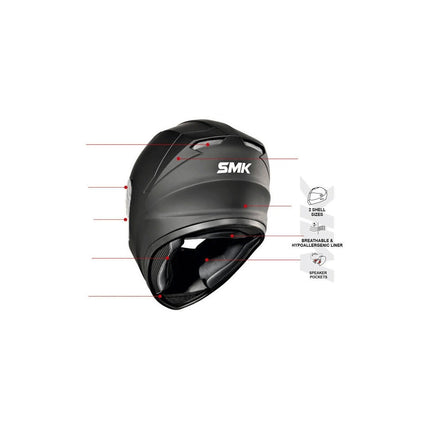 SMK Stellar Sport Full Face Helmet - technical features
