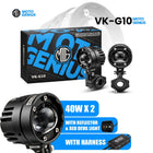 Moto Genius VK G10 80W LED auxiliary fog lights pair with box and harness