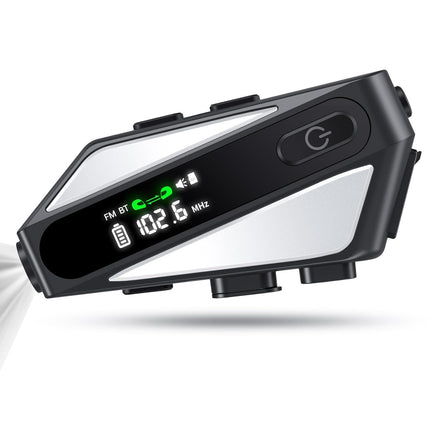 EDYELL C6 Motorcycle Bluetooth Intercom Headset with LED Display and 600M Range – IPX6 Waterproof Helmet Communication System-silver