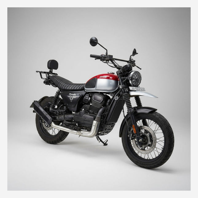Yezdi Scrambler with Barrel Rogue 2.0 performance exhaust